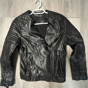 Topshop Petite Moto Jacket Black Faux Leather